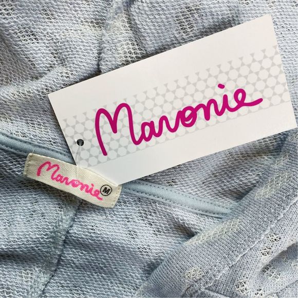 Maronie Oversized Burnout Lace-Up Pullover Hoodie - Size Medium - Picture 7 of 7